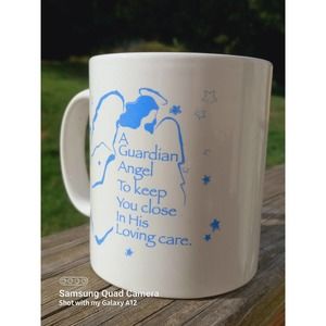 Guardian Angel Mug Blue on White M Ware
